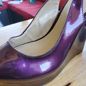 Nine West patent leather wedge heel
